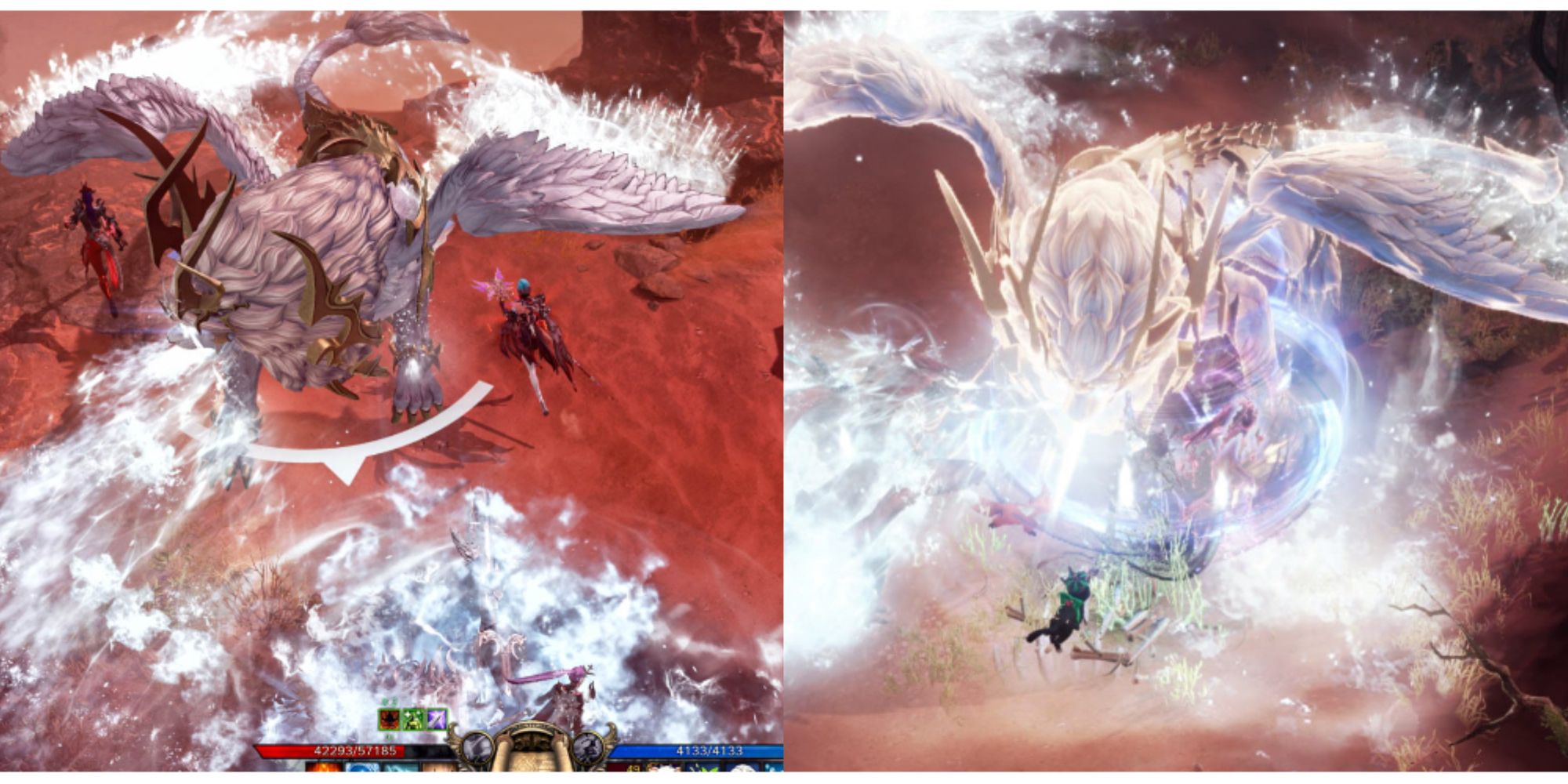 split image of the battle with Achates in Lost Ark