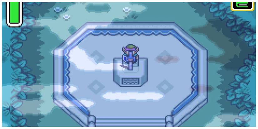 Link with the Master Sword in The Legend of Zelda: A Link to the Past