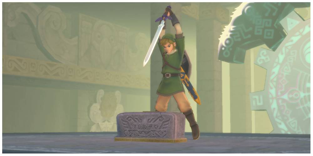 Link with the Master Sword in The Legend of Zelda: Skyward Sword