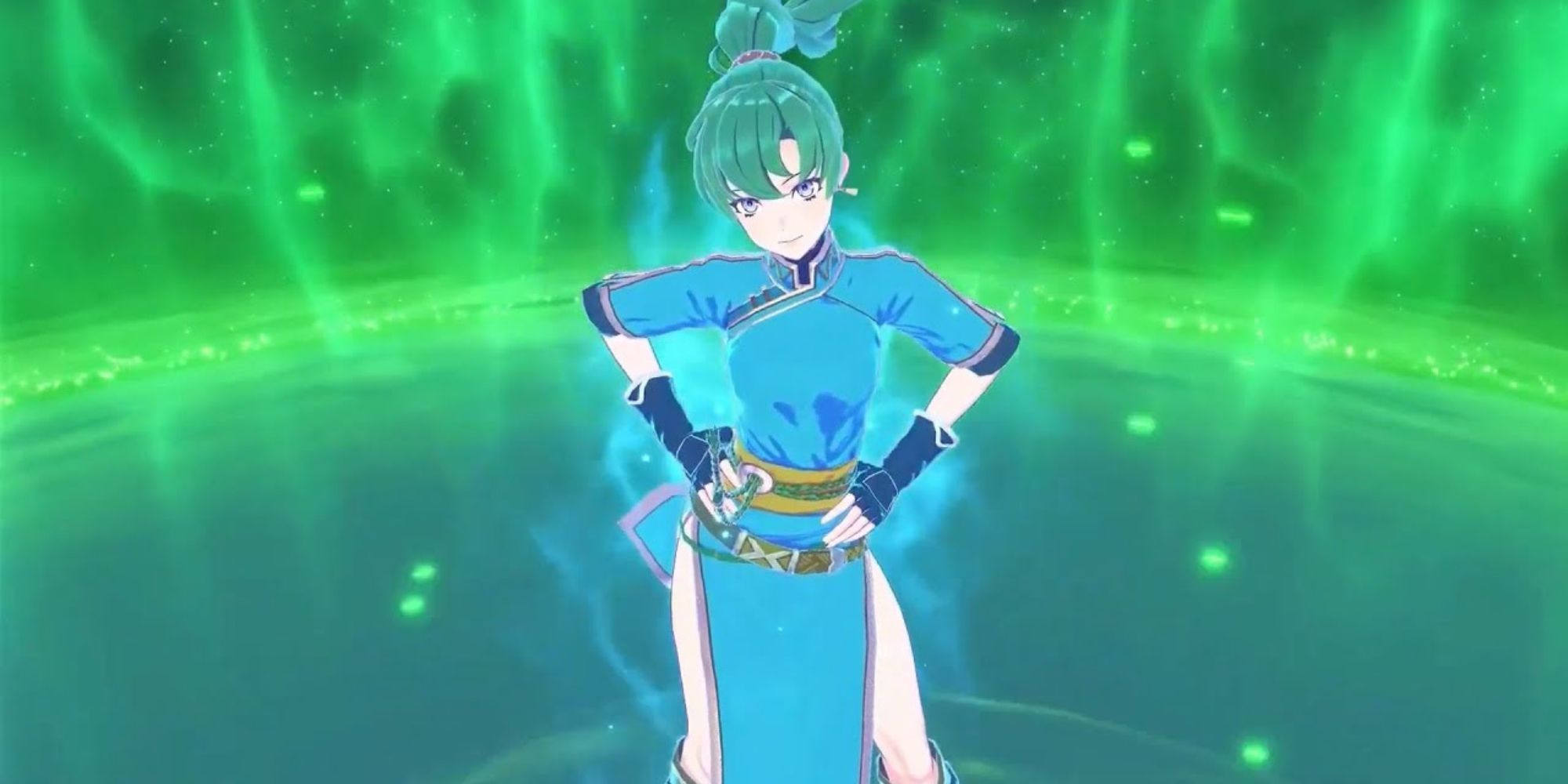 Lyn standing with her hands on her hips in Fire Emblem Engage