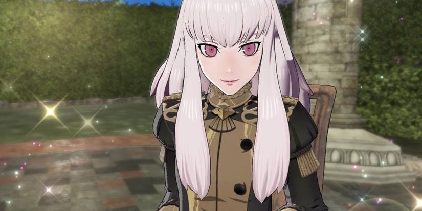 Lysithea in her tea party scene with Byleth.