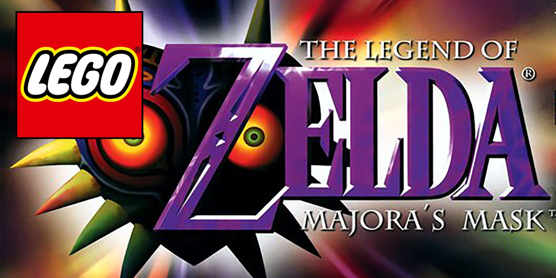 majora's mask box art with the lego logo in the top left corner