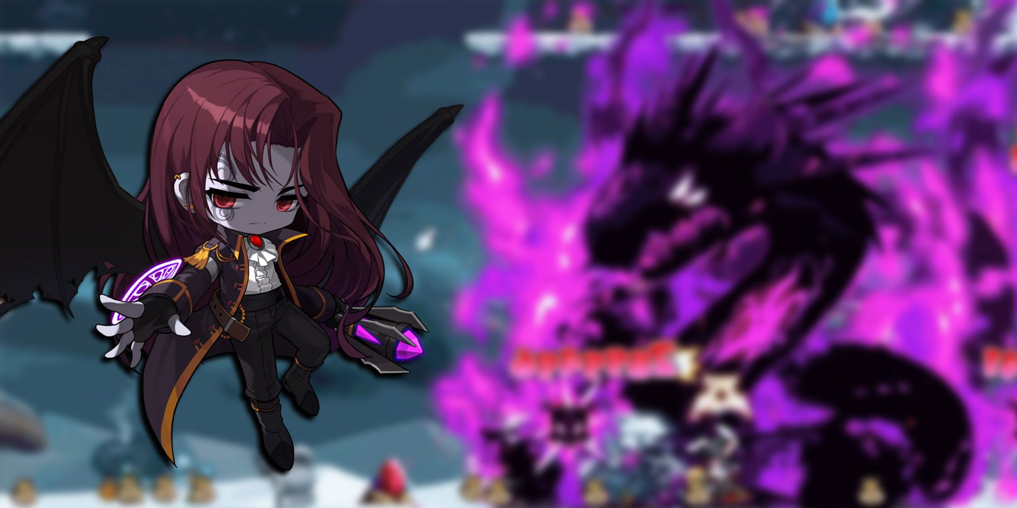 Maplestory - Demon Slayer Using Spirit Of Rage Skill With PNG Of Demon Slayer On Top