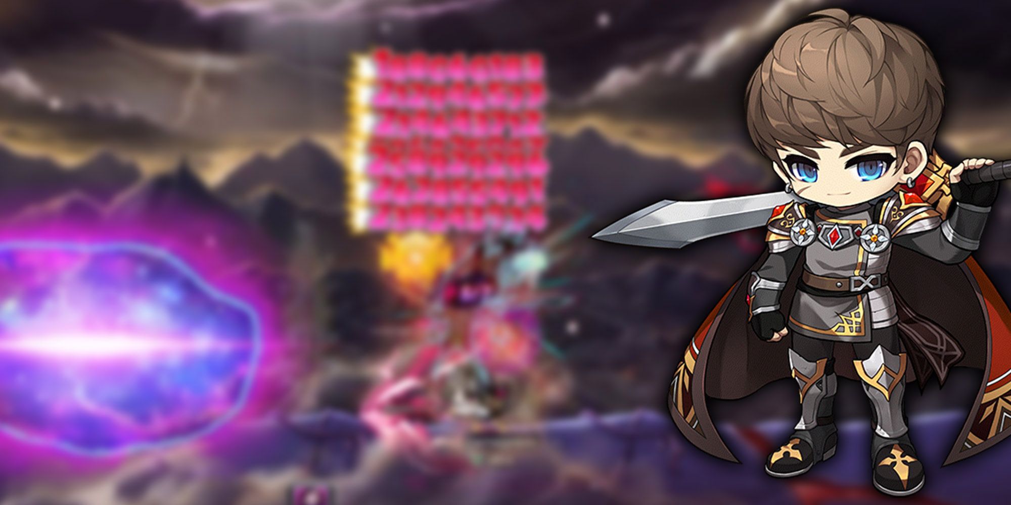 Maplestory - Hero Solo Destroying A Boss Wtih PNG Of Hero Character Icon On Top