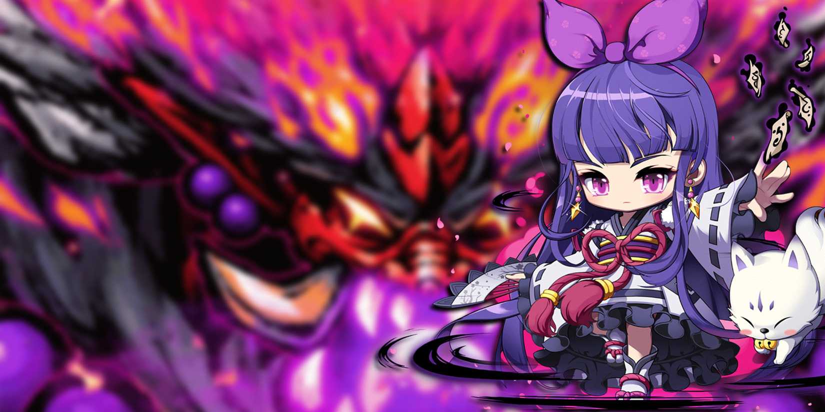 Maplestory - Kanna Summoning Ultimate Skill Ghost Yaksha With PNG Of Kanna On Top