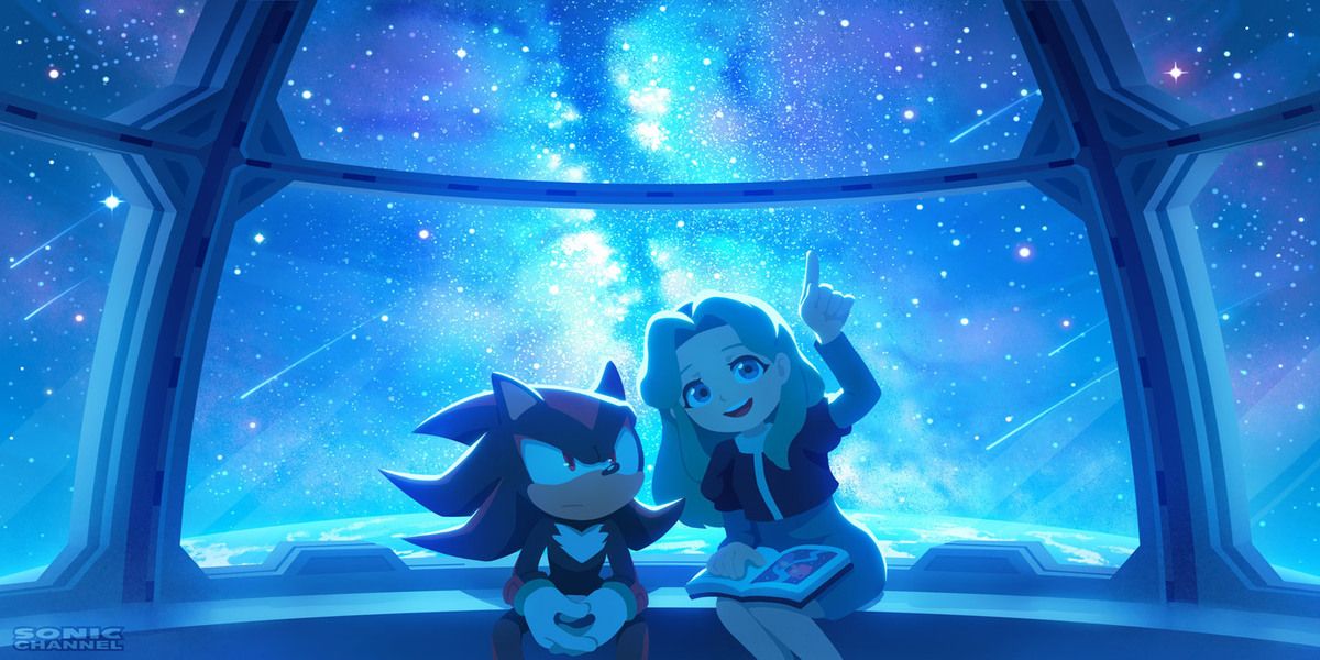 Maria Robotnik and Shadow looking at stars