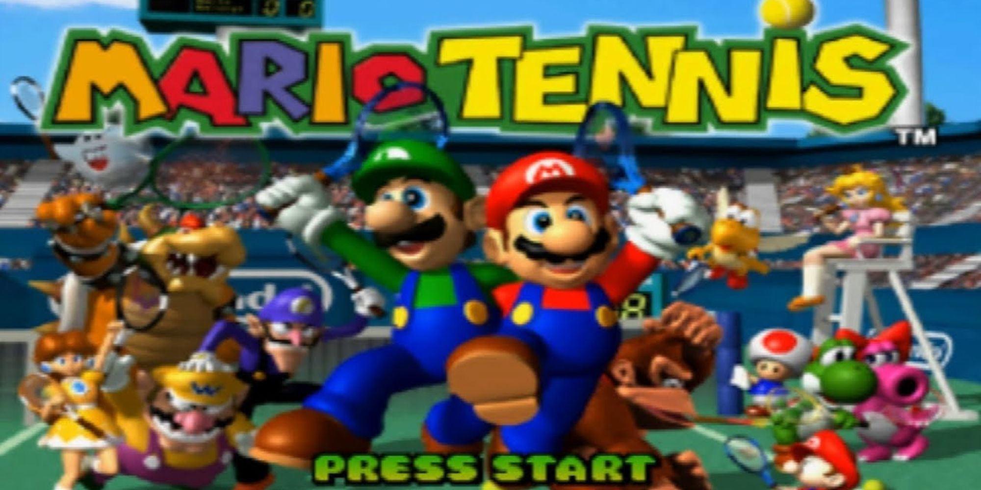 The Mario Tennis start screen