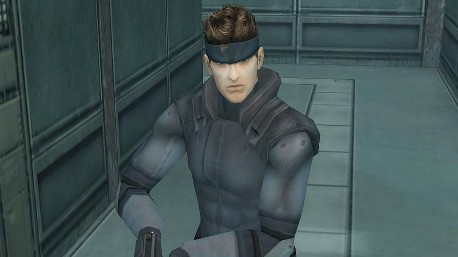 Snake from Metal Gear Solid, in a hallway
