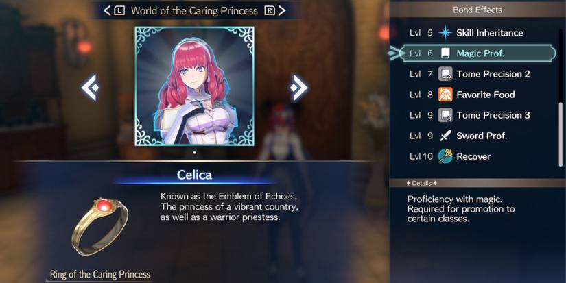 Fire Emblem Engage showing the ring Celica and how she gives magic proficiency
