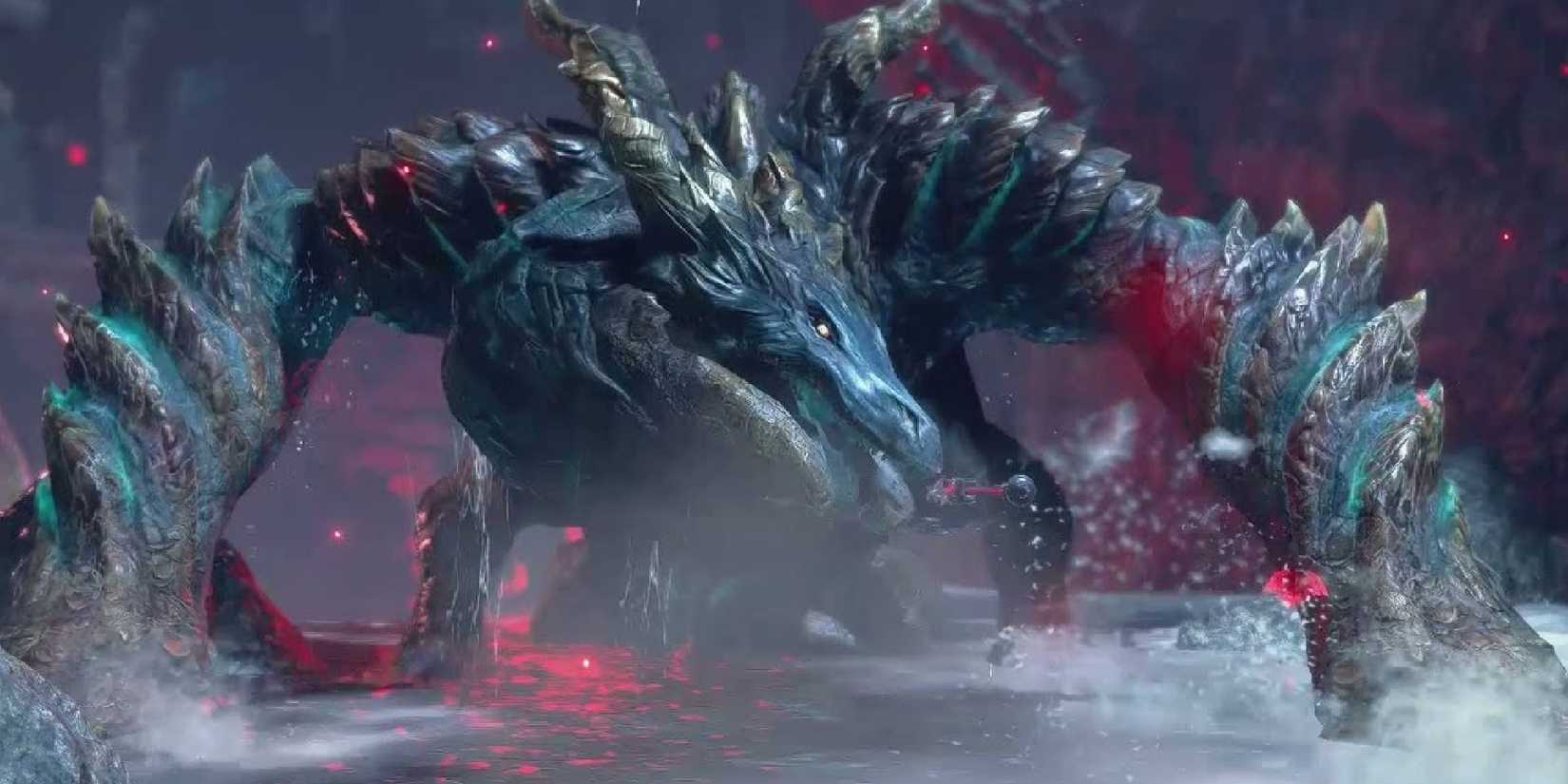 Gaismagorm emerging from an abyss in Monster Hunter Rise