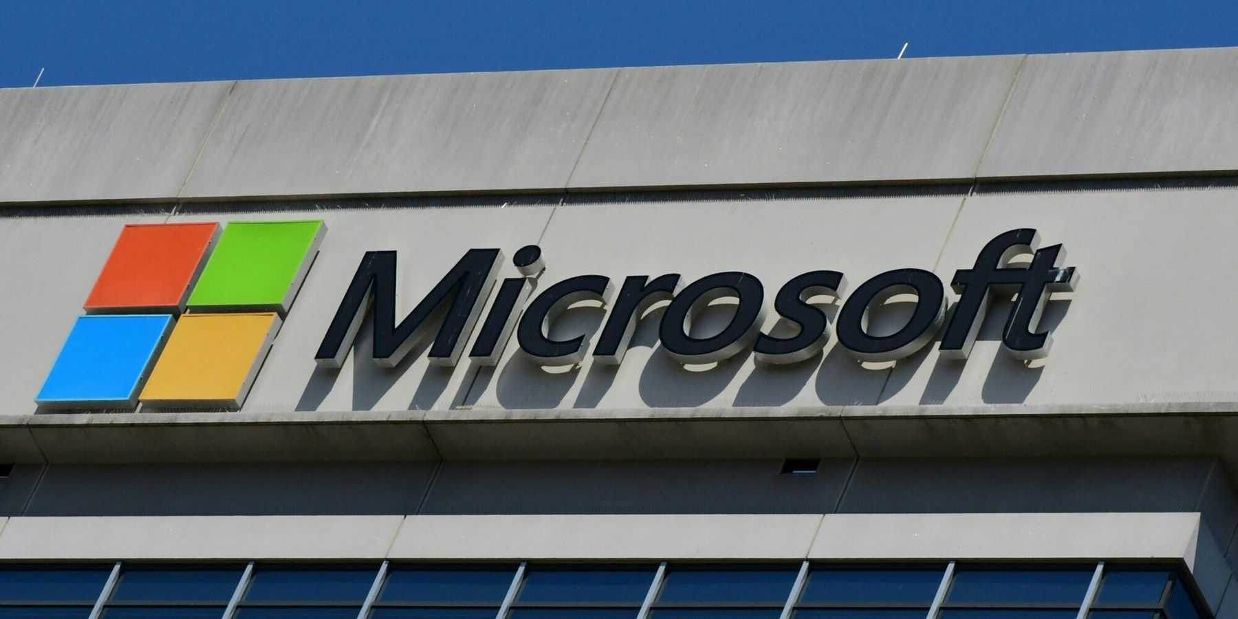 Microsoft logo on an office building