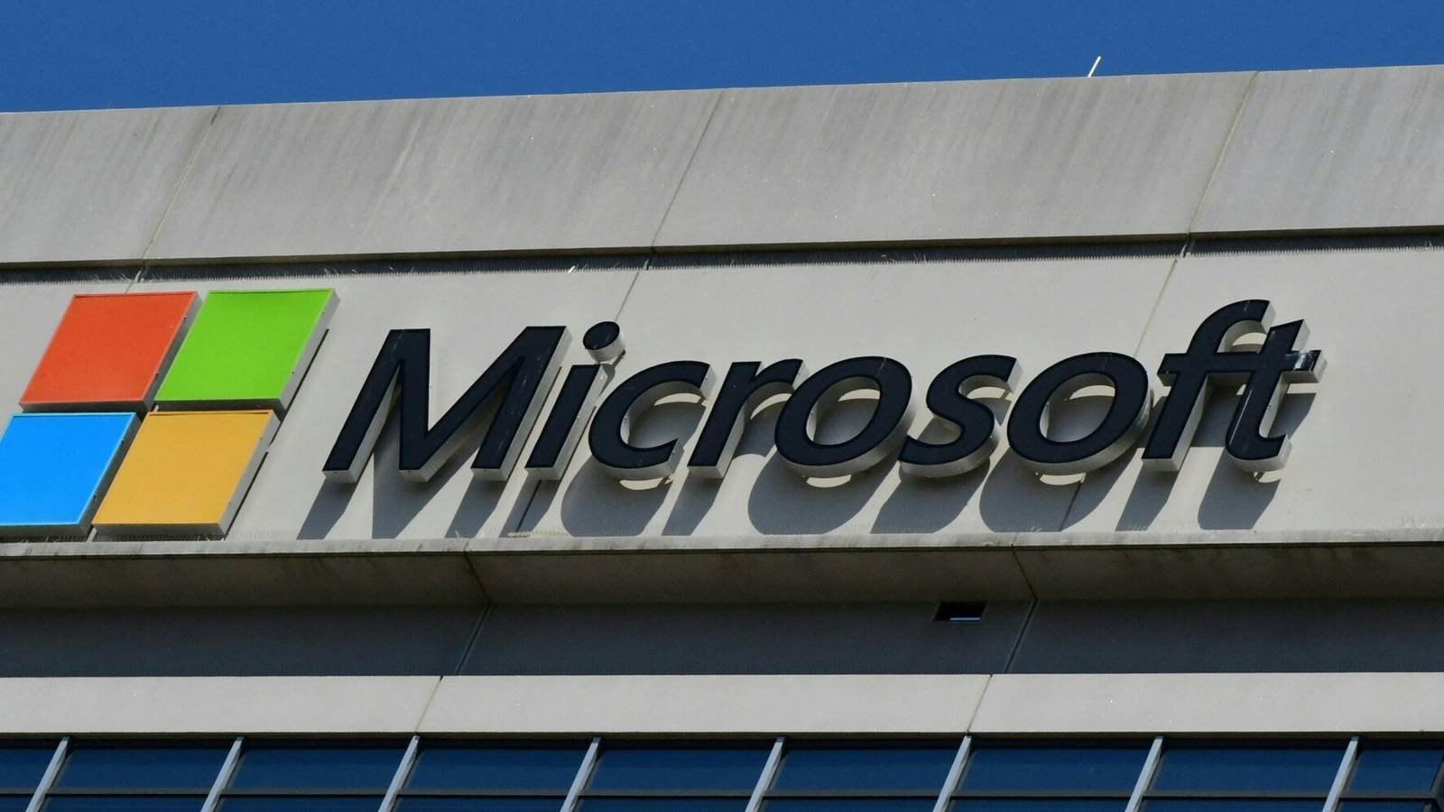 Microsoft logo on an office building