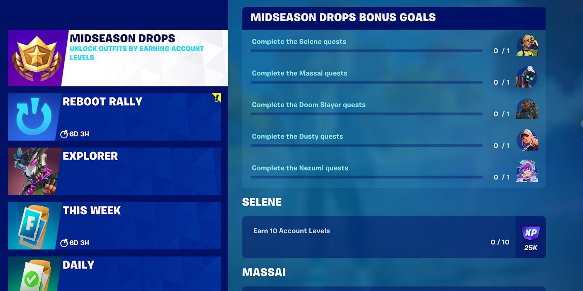 bonus goals for midseason drops