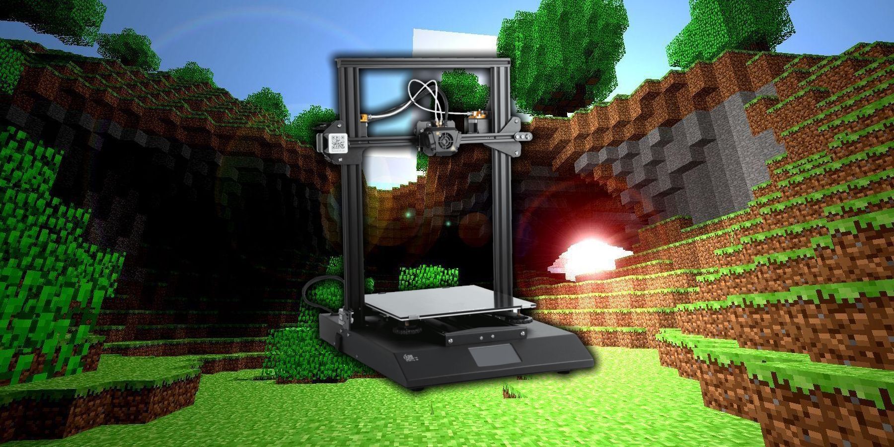 Imprimante 3D superposée à la capture d'écran de Minecraft