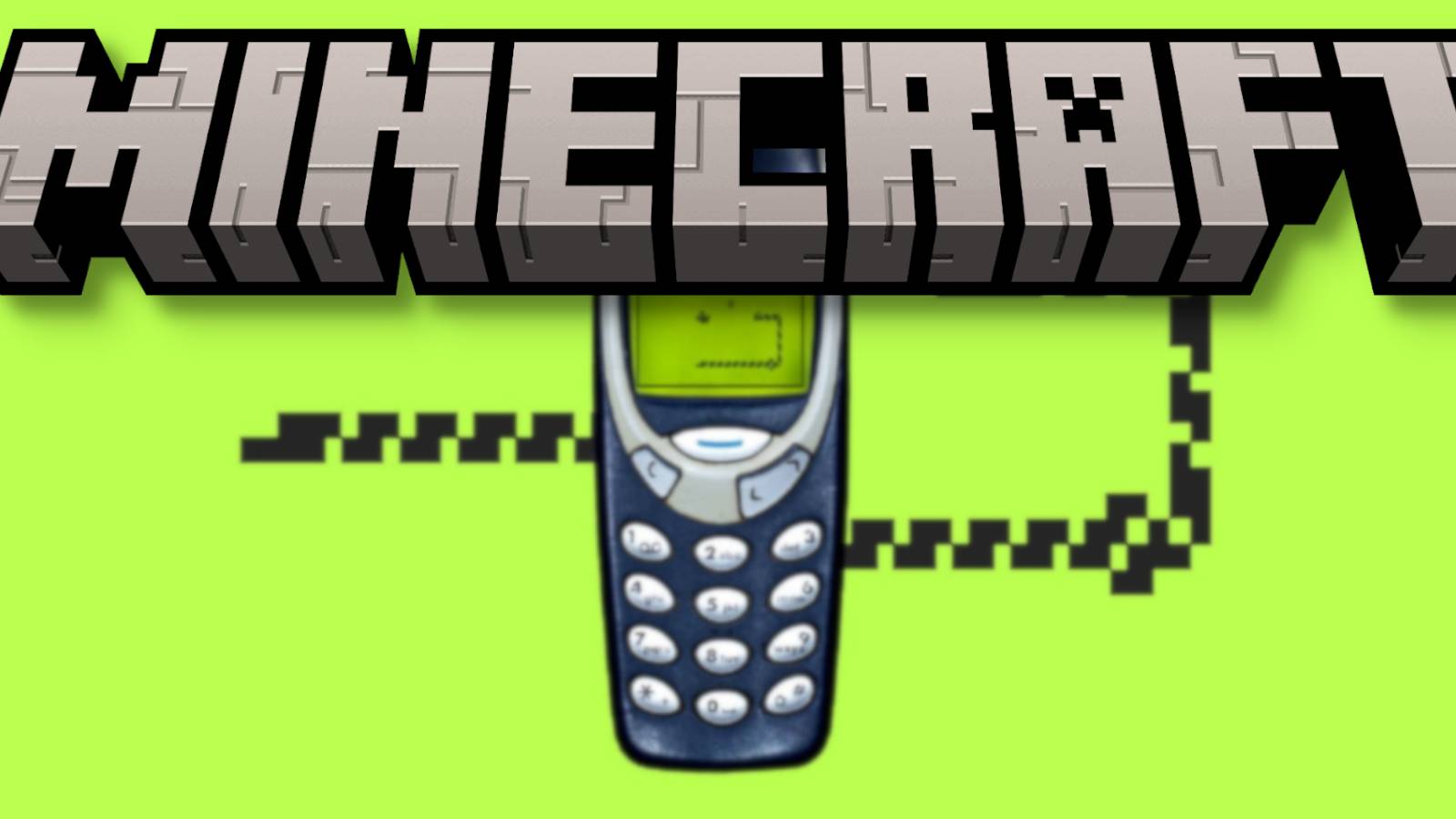 A Nokia phone with the game Snake playing in the background, and the Minecraft logo at the top.