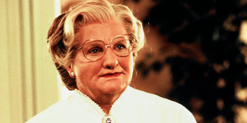 Robin Williams dolled up as British lady Euphegenia Doubtfire
