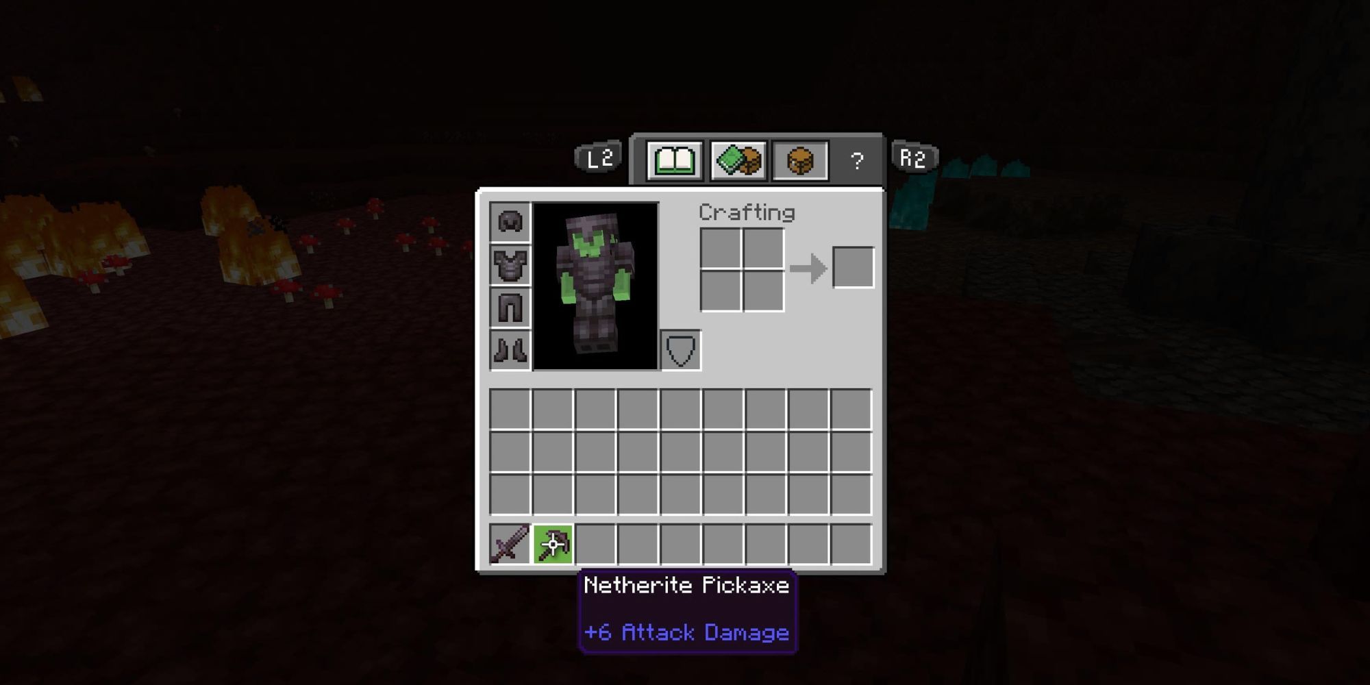 A player in full Netherite Gear in Minecraft