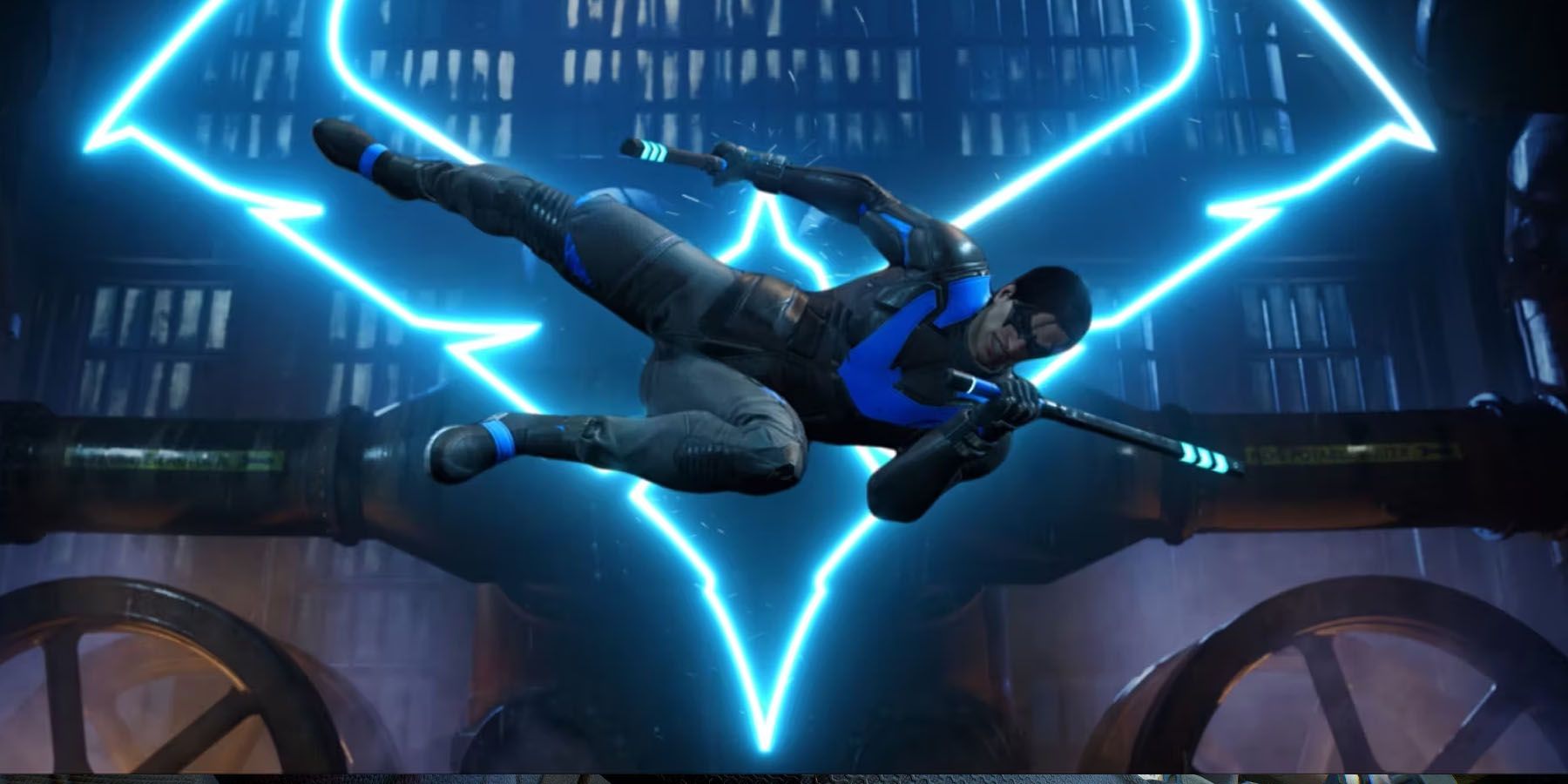 Nightwing doing an aerial attack