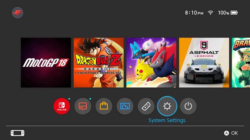 Nintendo Switch Homescreen Settings