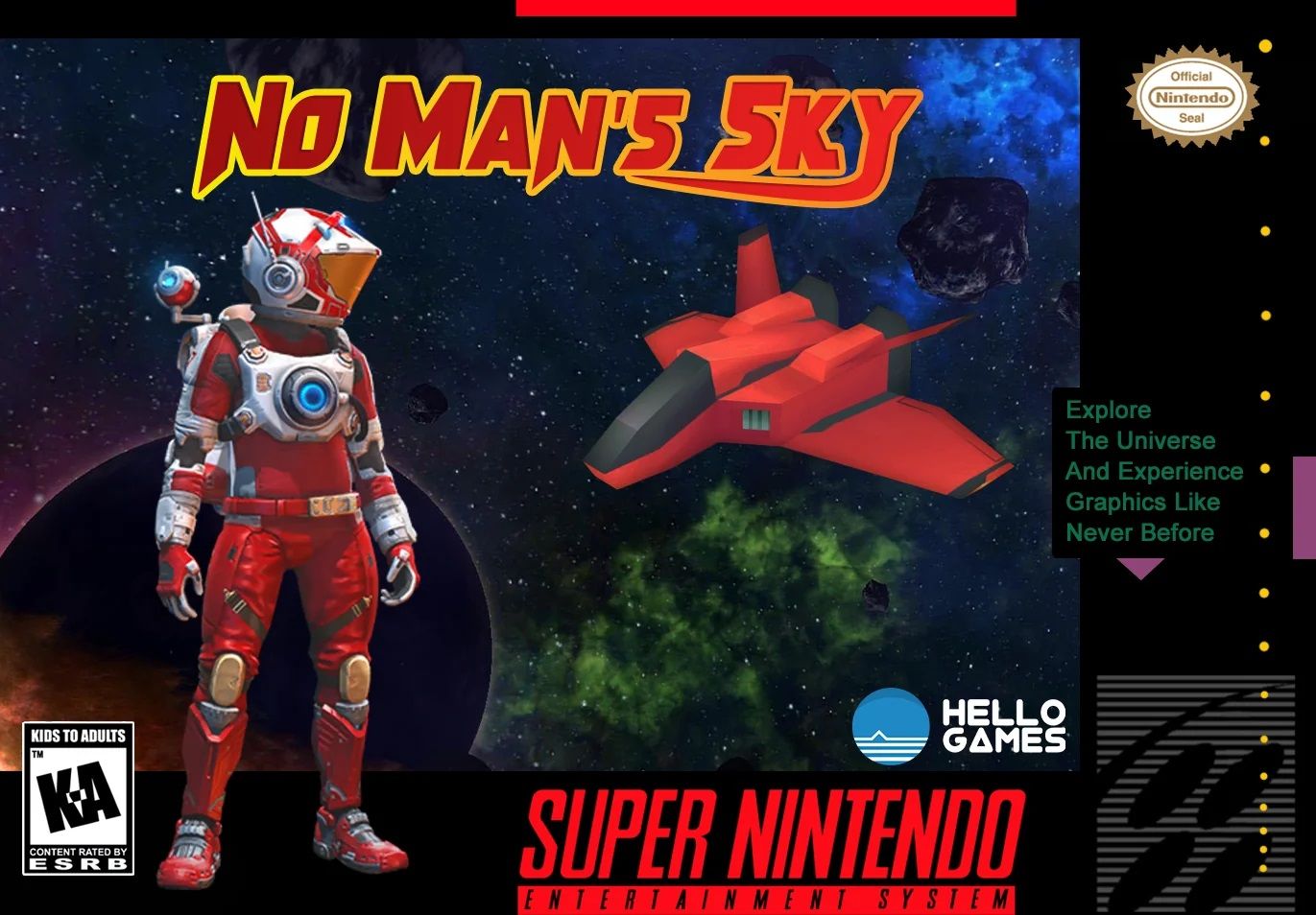 Image showing what the No Man's Sky box art may have looked like on the SNES.