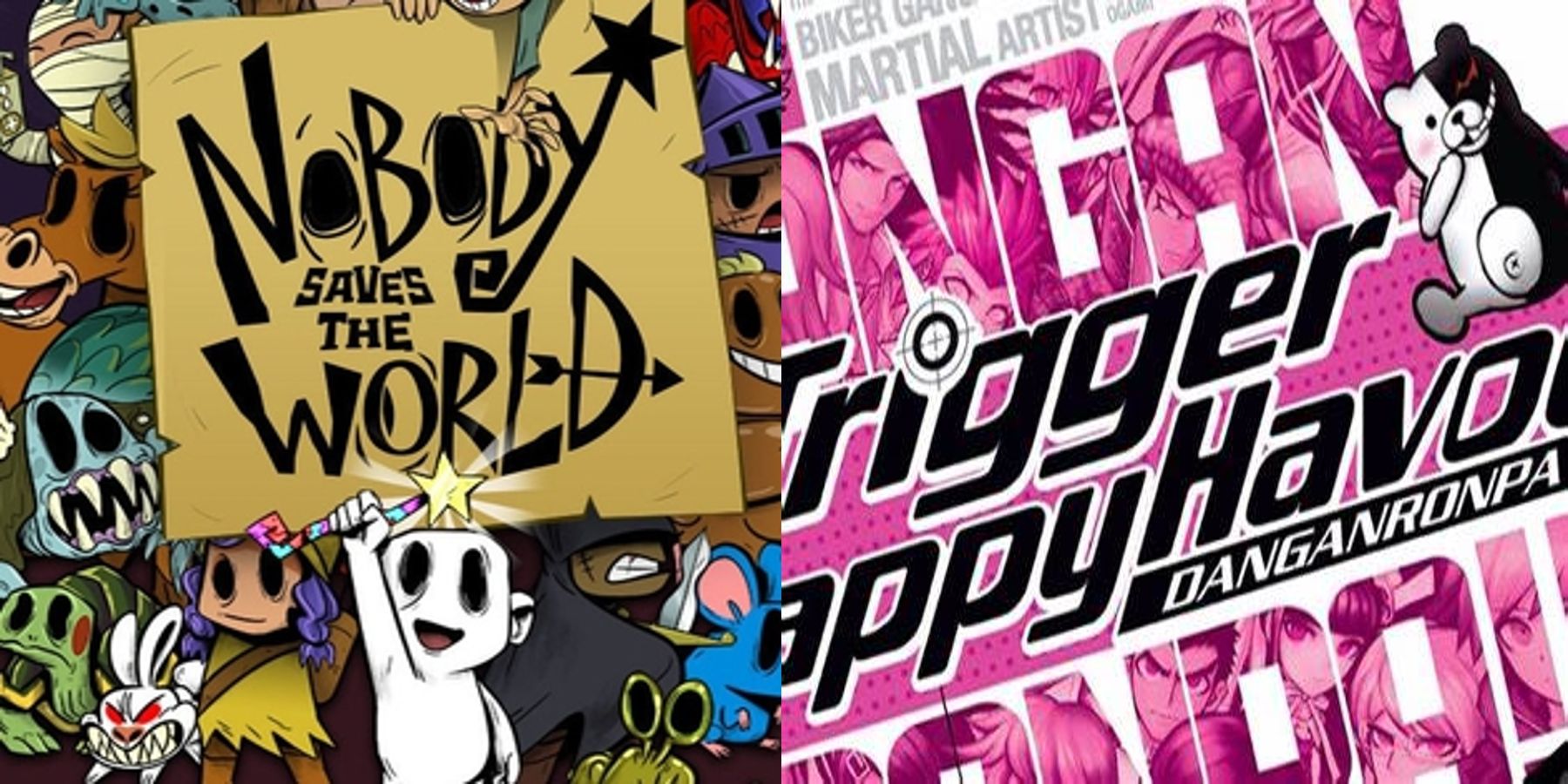 The cover art for Nobody Saves the World, Danganronpa