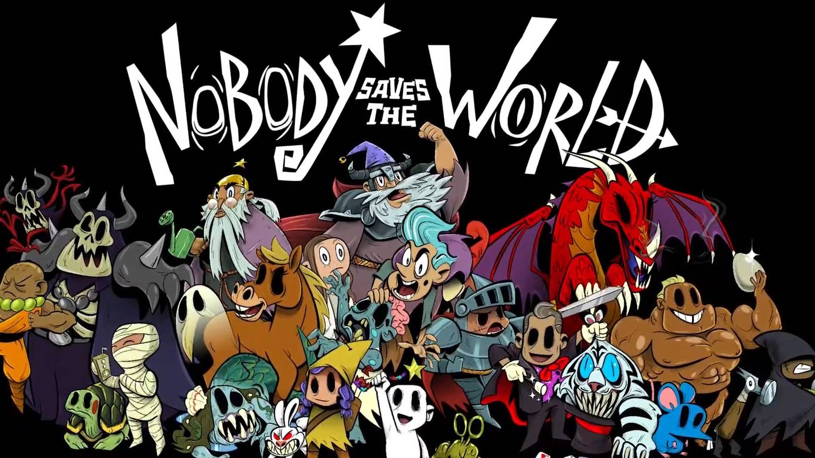 nobody saves the world title and characters