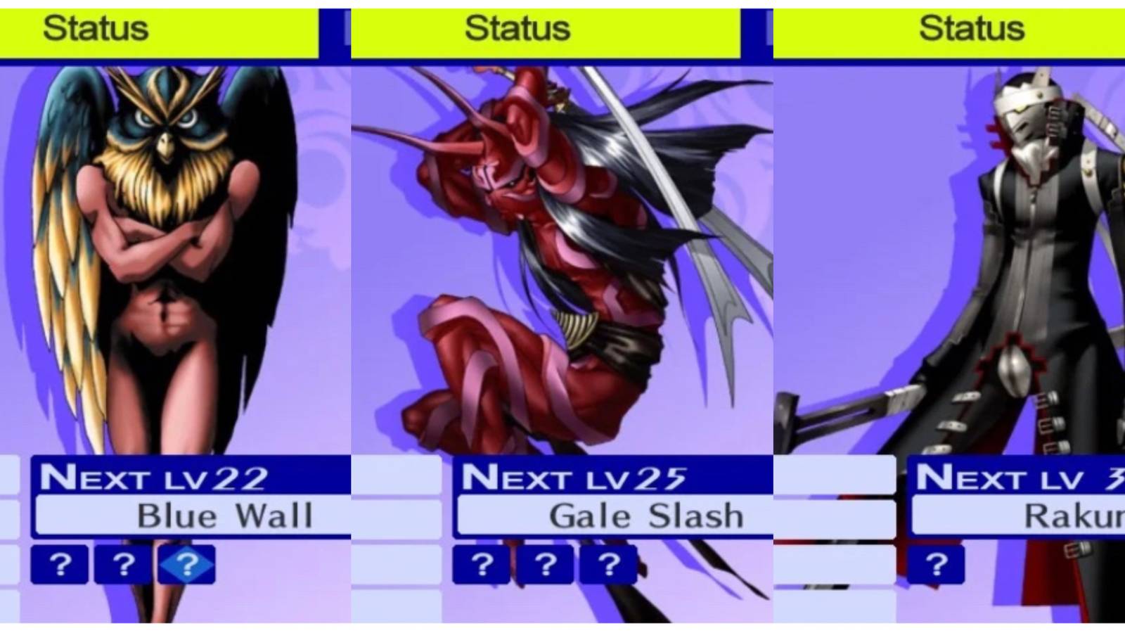 split image of Andra, Rakshasa, and Izanagi in Persona 4 Golden