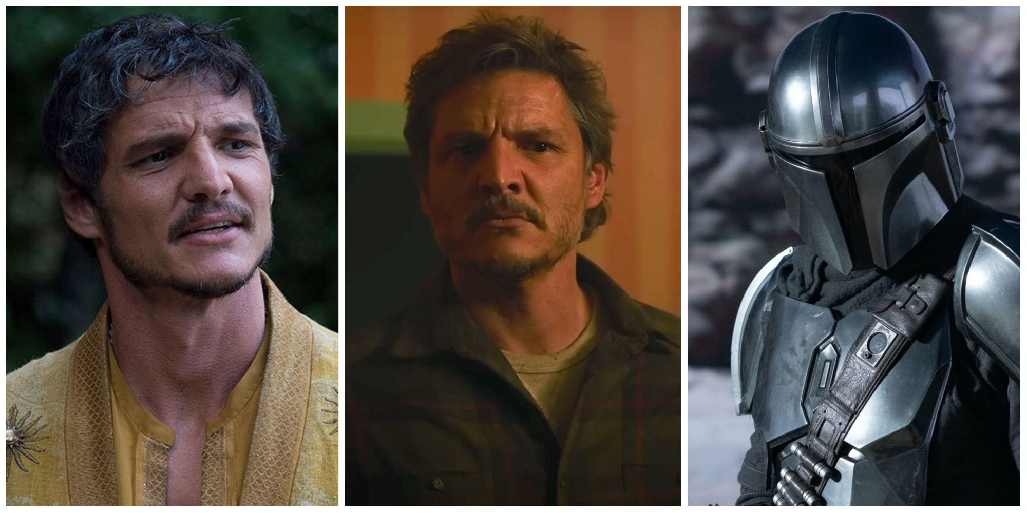 Pedro Pascal in Game of Thrones, The Last of Us, and The Mandalorian