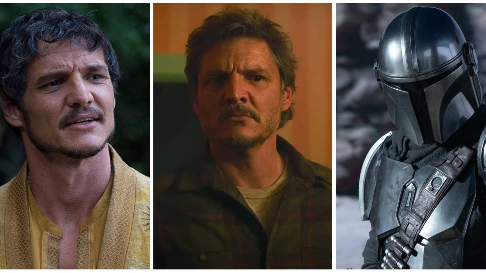 Pedro Pascal in Game of Thrones, The Last of Us, and The Mandalorian
