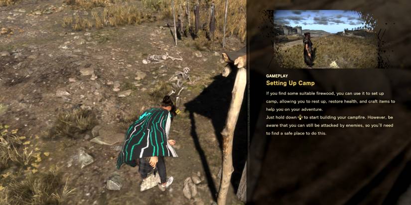 picking up firewood from the camp in forspoken