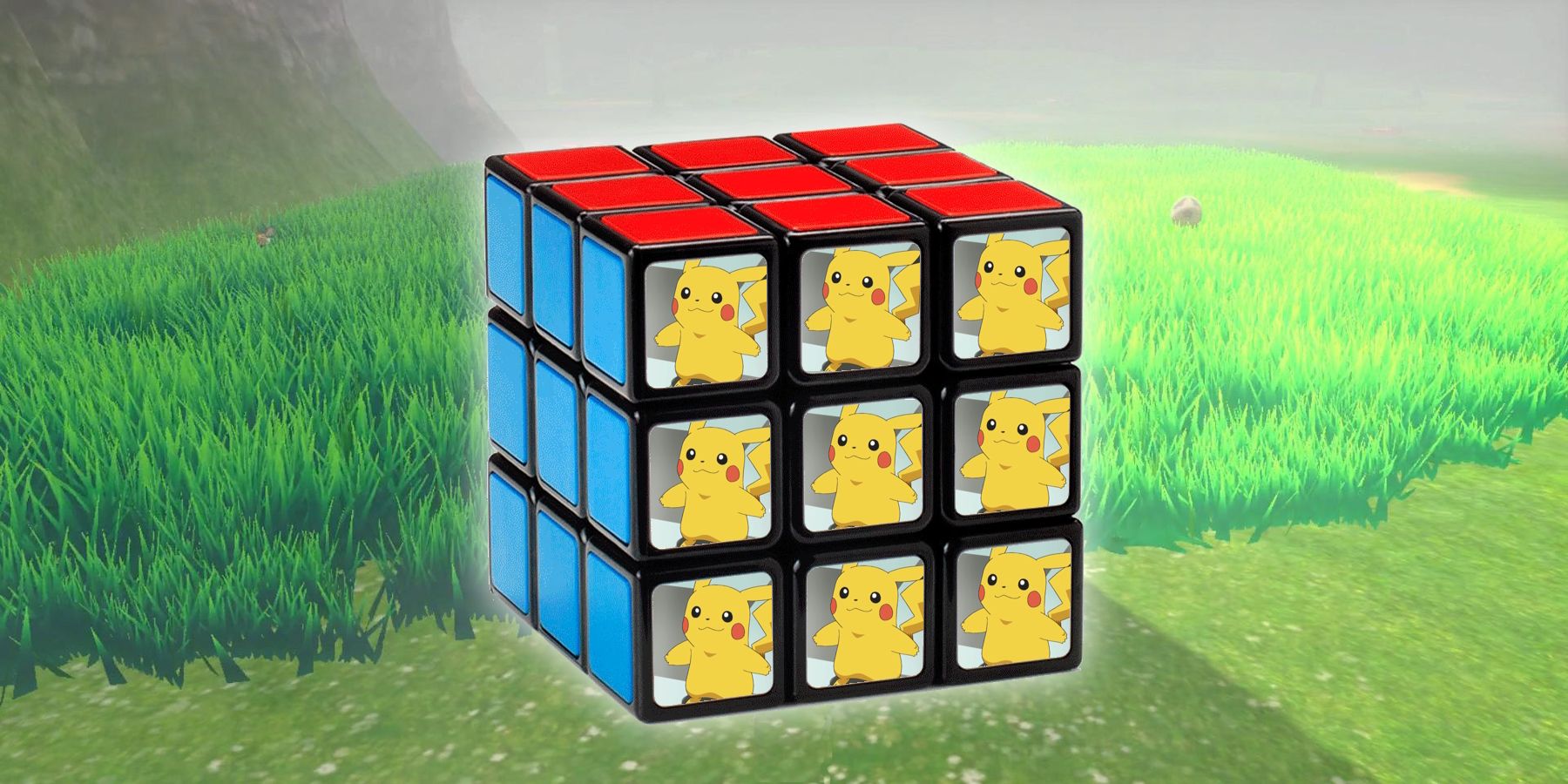 A Rubiks Cube covered in Pikachu pictures