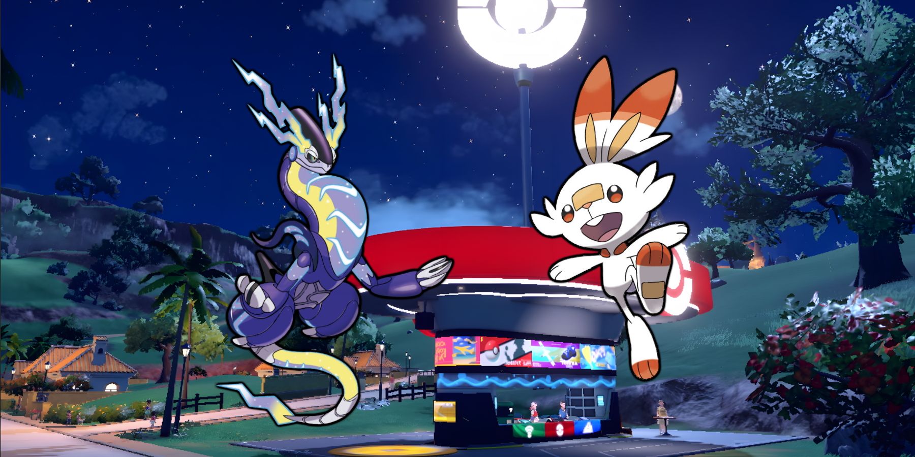 Picture of a Poke Portal overlaid with Miraidon and Scorbunny