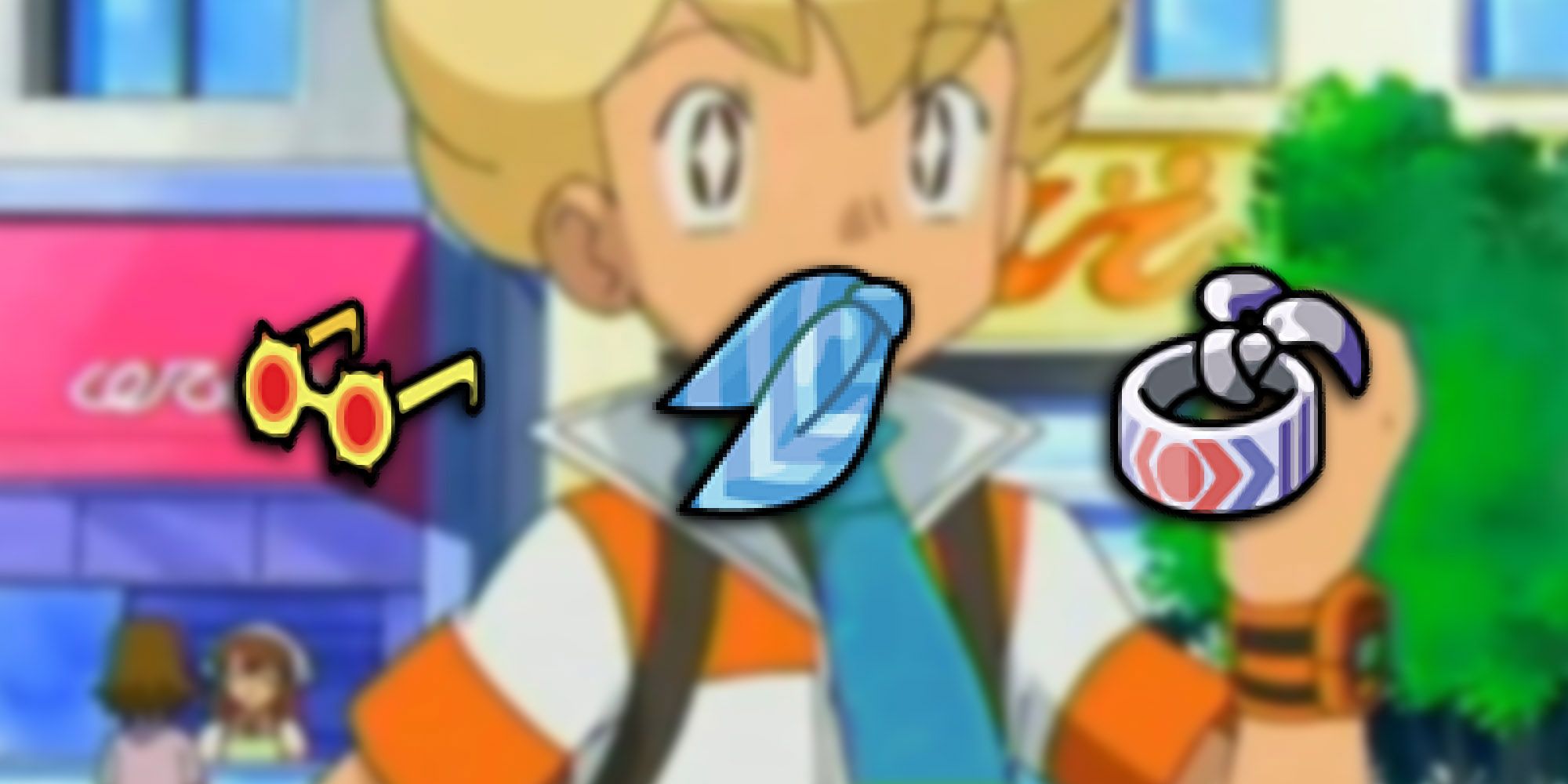 Pokemon - Character Wearing Scarf In Anime With PNG Of Item On TOp