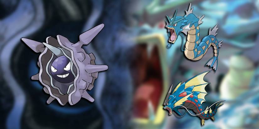 Pokemon - Cloyster Side By Side With Gyarados And Mega Gyarados