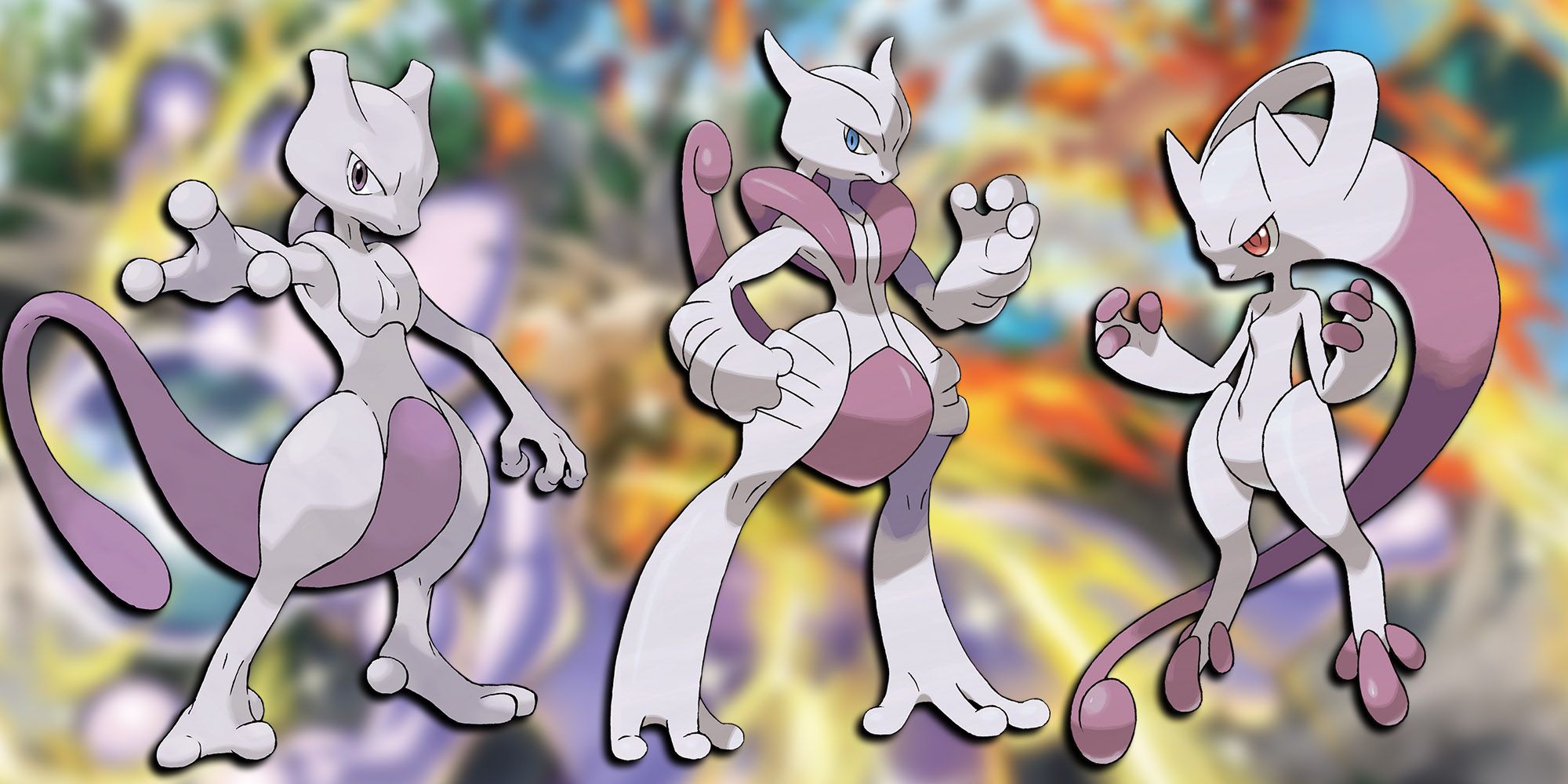 Pokemon - Mewtwo And Both Mega Evolutions Side By Side