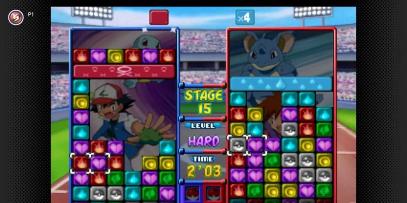 A player competing in Pokemon Puzzle League