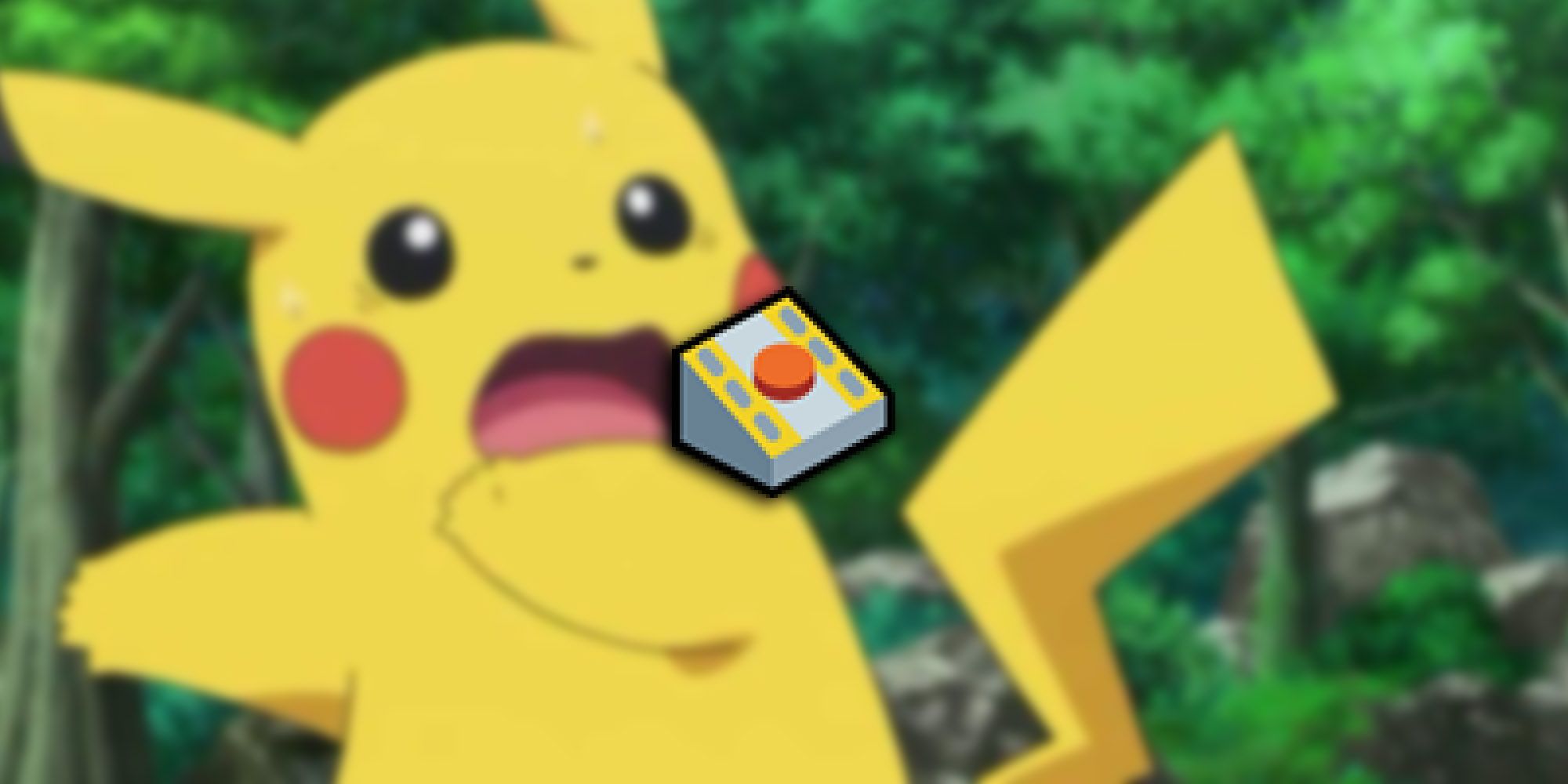 Pokemon - Scared Pikachu About To Run Away With Eject Button PNG On Top