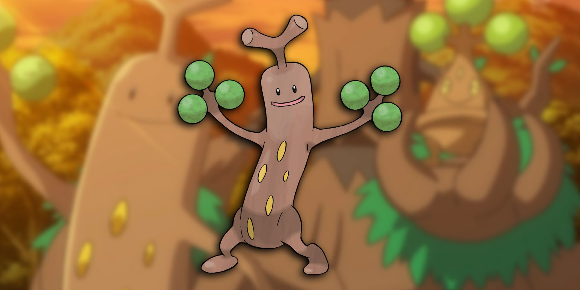 Pokemon - Sudowoodo, Bonsly, and Trevnant Hanging Out In Anime With Png Of Sudowoodo On Top