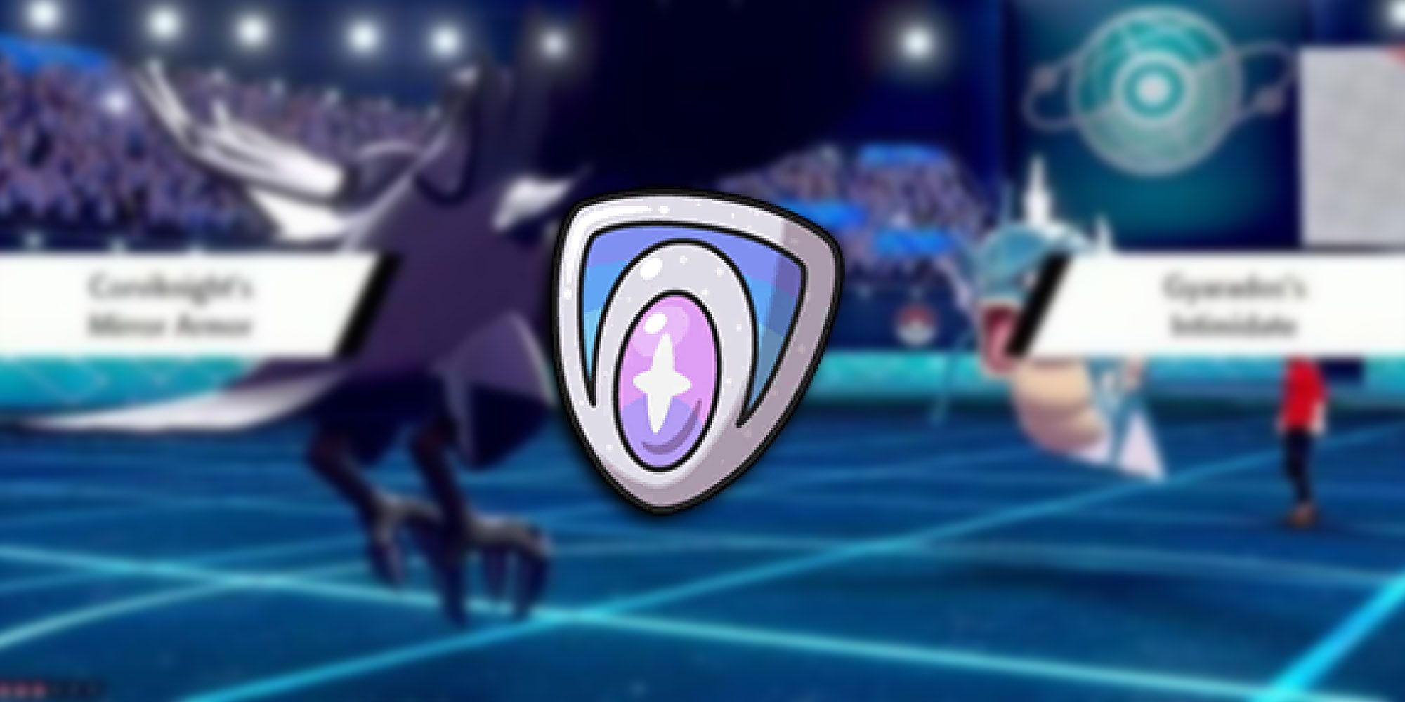 Pokemon - Two Pokemon Abilities Triggering Against Each Other With Ability Shield PNG On Top