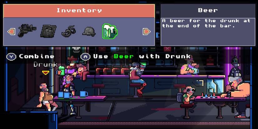 Presenting an item in the bar in Scrap Riders 