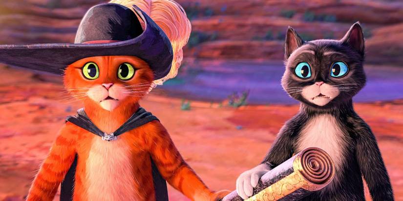 Puss in Boots and Kitty Softpaws surprised in The Last Wish