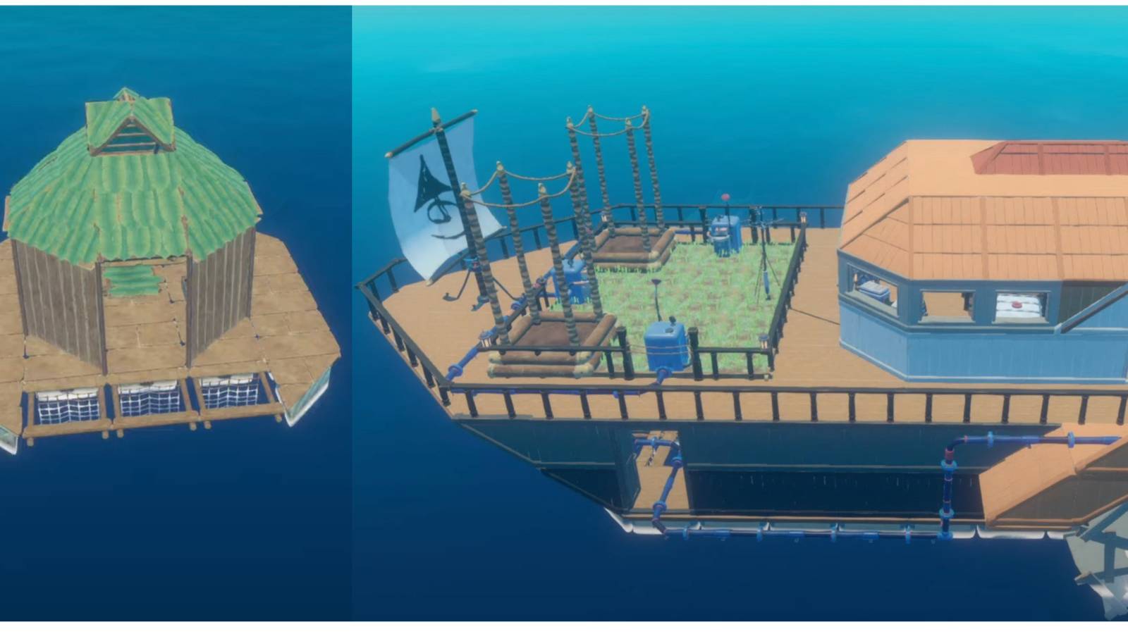 split image of two rafts in Raft