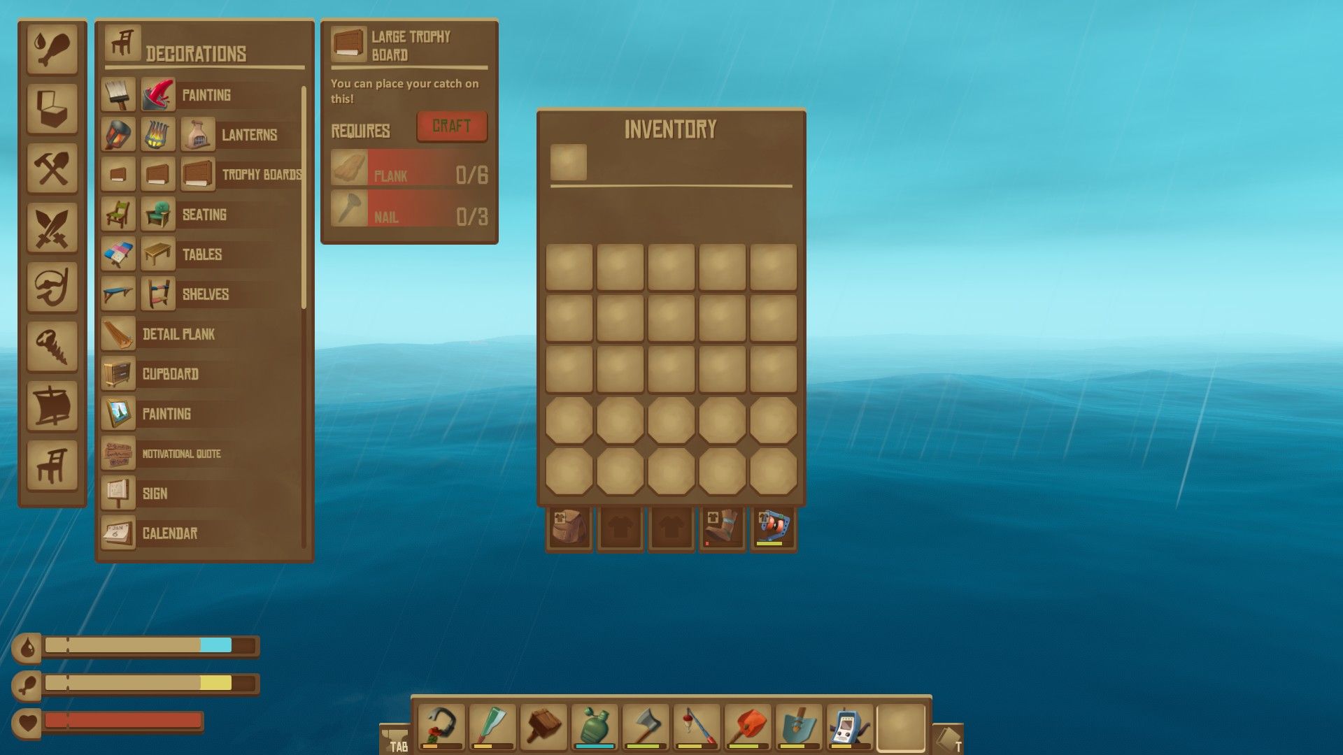 Raft Trophies Craft Menu