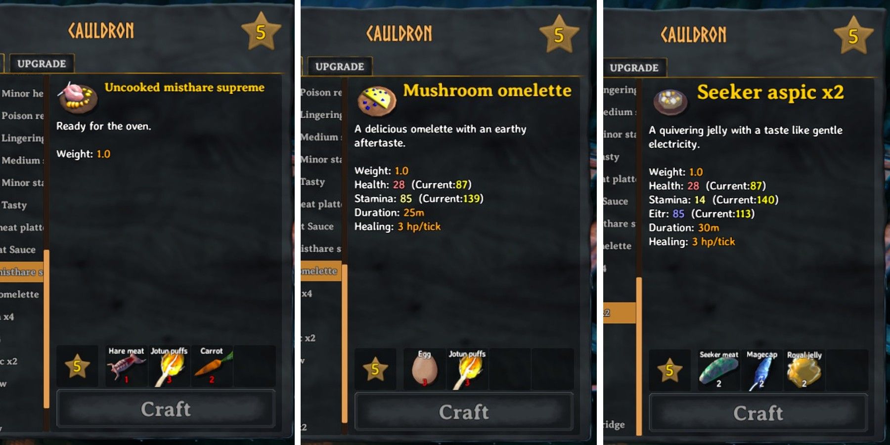 recipe combination in valheim