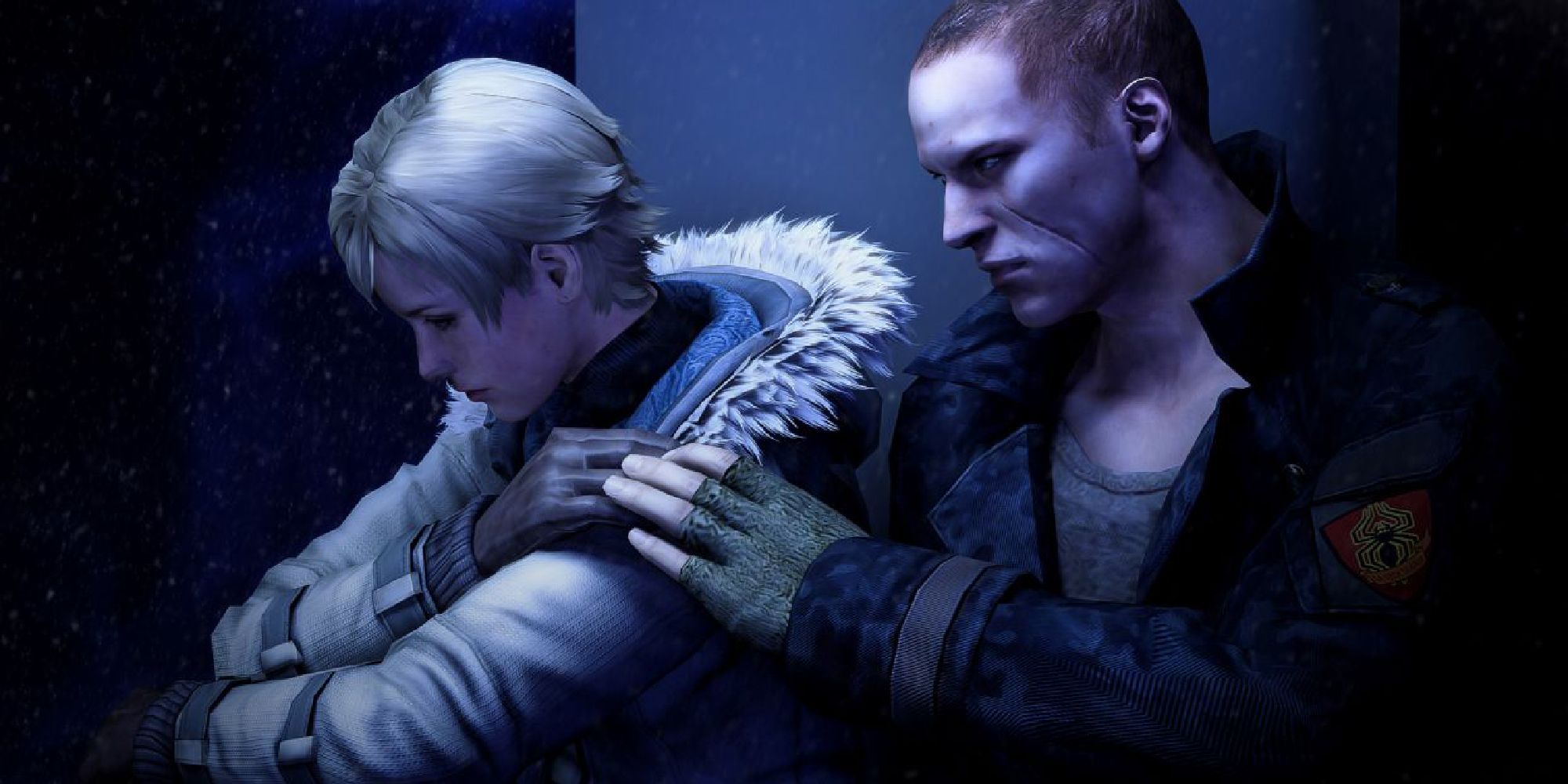 Sherry and Jake sharing a quiet moment in Resident Evil 6.