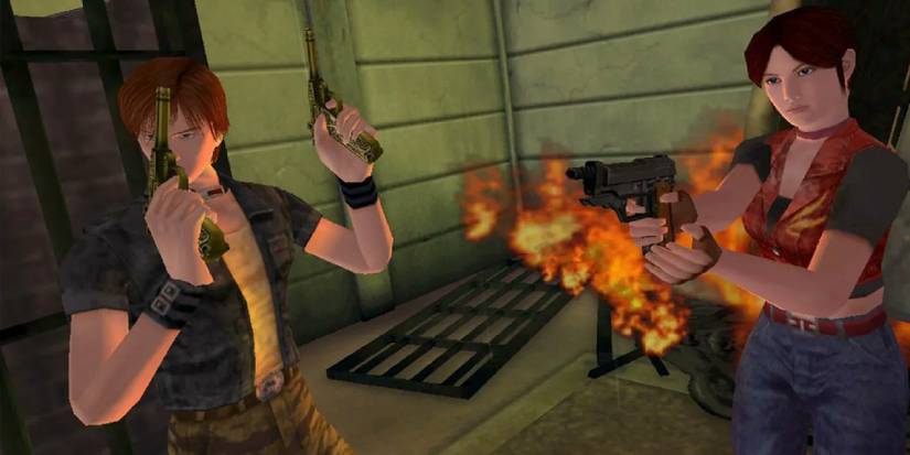 Steve and Claire from Code Veronica X, readying their guns.