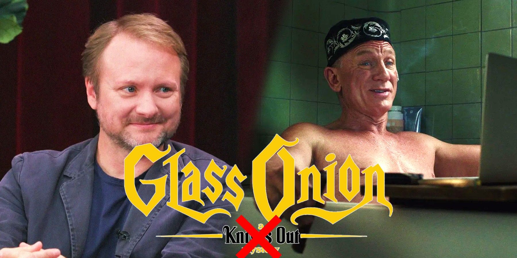 Rian Johnson Glass Onion A Knives Out Mystery Benoit Blanc Daniel Craig red X