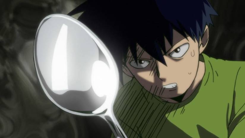 Ritsu trying to bend spoon Mob Psycho 100