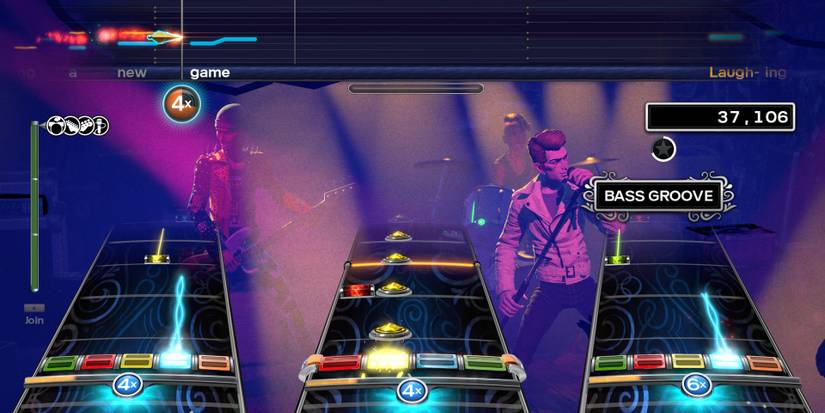 rock band 3 players playing a song 