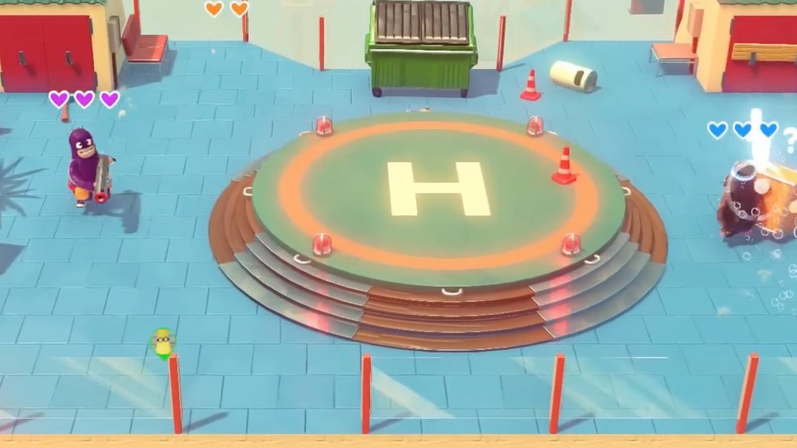 Player fights enemies on the roof